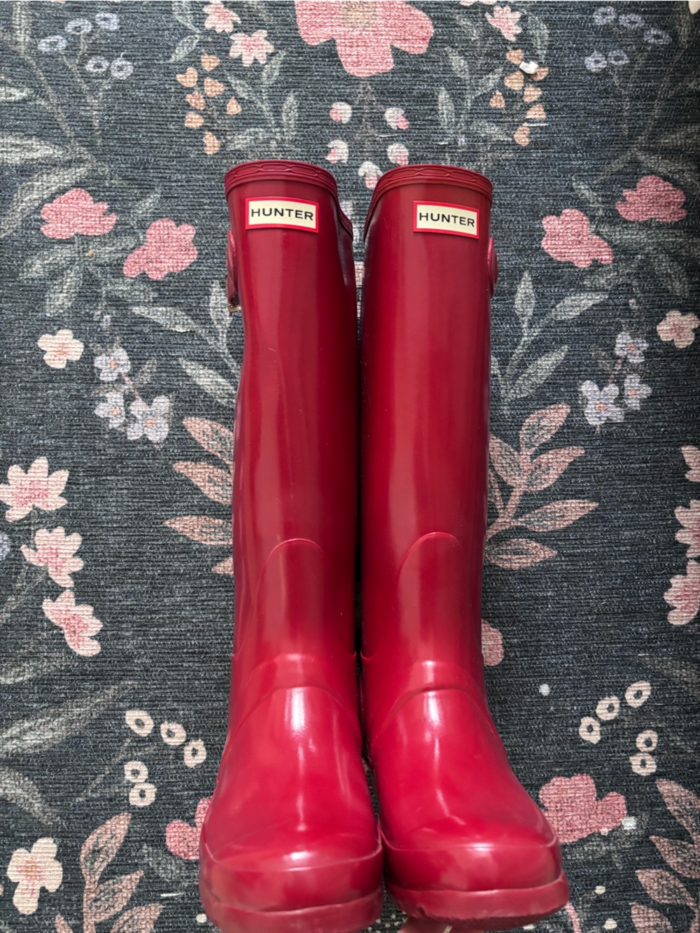 Red Hunter Glossy Burgundy-Red Tall Rain Boots